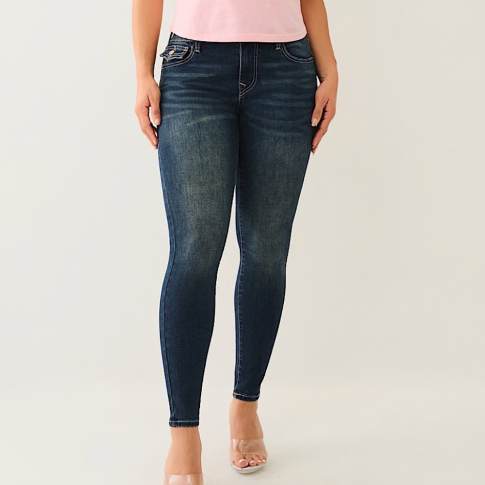 True Religion Blue Skinny Jeans with Vintage Wash